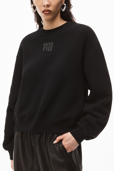 Shop Alexander Wang Puff Logo Sweatshirt In Structured Terry In Black