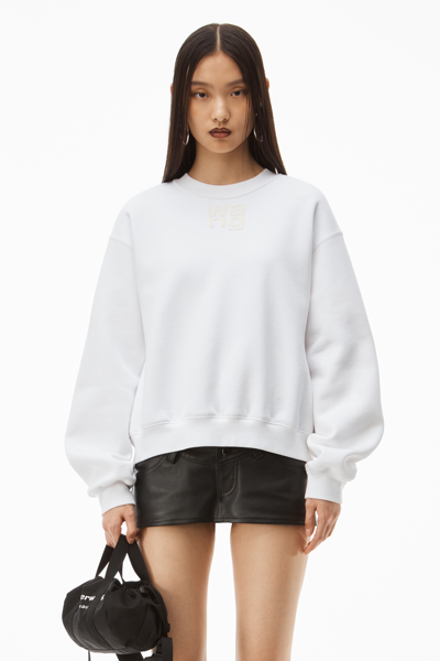 Shop Alexander Wang Puff Logo Sweatshirt In Structured Terry In White