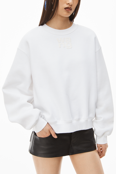 Shop Alexander Wang Puff Logo Sweatshirt In Structured Terry In White