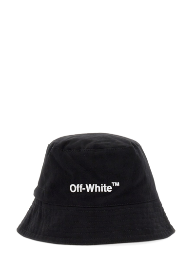 Shop Off-white Bucket Hat With Logo Embroidery In Black