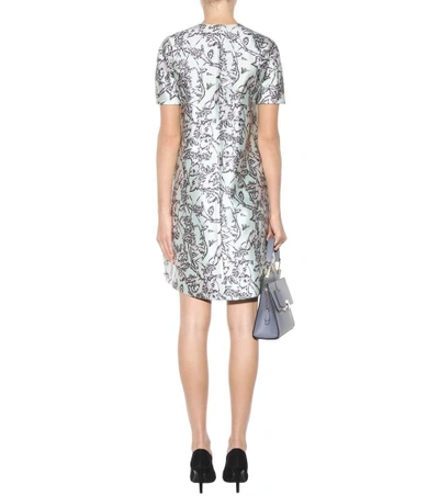 Shop Balenciaga Printed Silk-blend Dress In Green