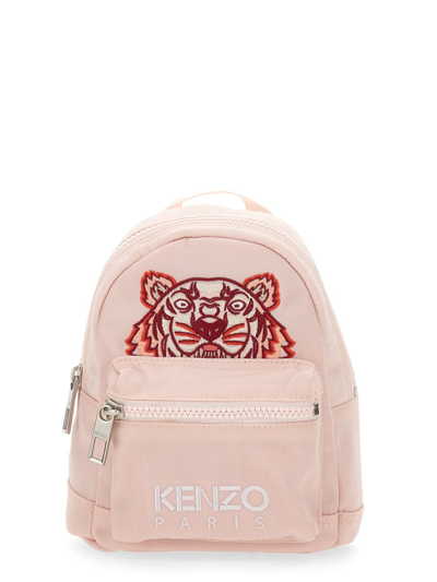 Shop Kenzo Mini Backpack With Tiger Logo In Pink