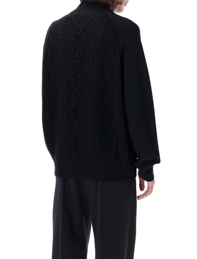 Shop Neil Barrett Hybrid Cable-knit Rollneck Sweater In Black Black