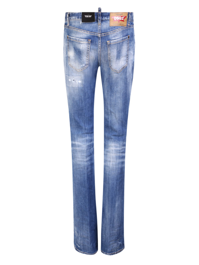 Shop Dsquared2 Flared Jeans With Tear Detail In Blue