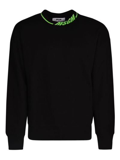 Shop Msgm Neck Logo Sweatshirt In Black