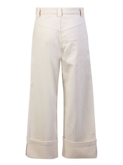 Shop Moncler Genius Turn-up Pants In White
