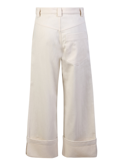 Moncler Genius 2 Moncler 1952 Crop Cuff Wide Leg Cotton Pants In White