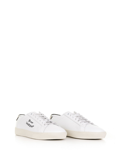 Saint Laurent Low-top Sneakers With Round Toe And Contrast Heel In White
