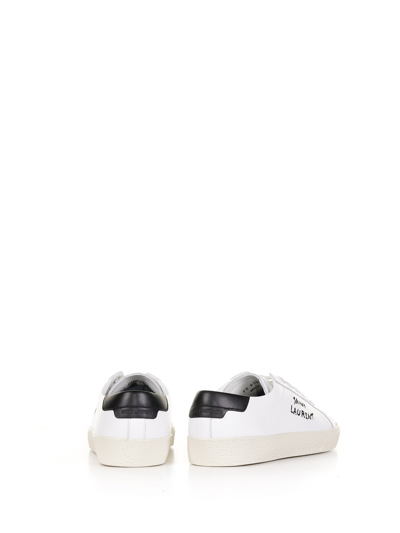 Saint Laurent Low-top Sneakers With Round Toe And Contrast Heel In White