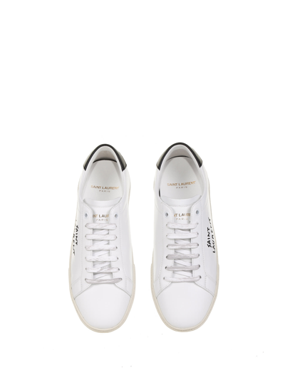 Saint Laurent Low-top Sneakers With Round Toe And Contrast Heel In White