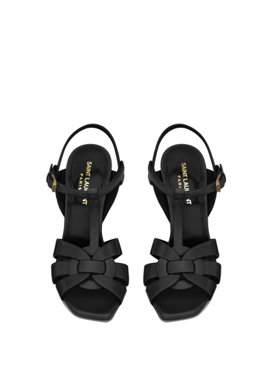 Shop Saint Laurent Tribute Leather Sandals In Nero