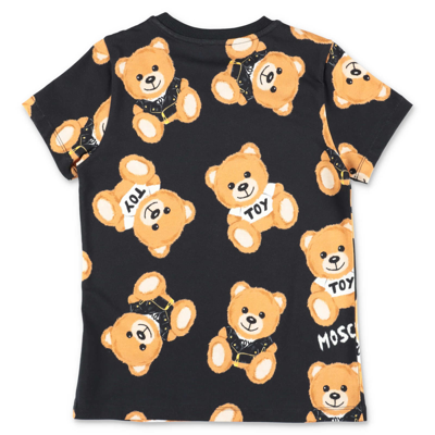Shop Moschino T-shirt Nera Teddy Bear In Jersey Di Cotone In Nero