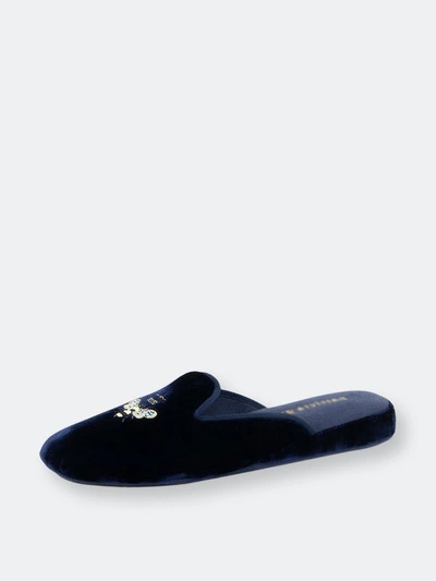 Shop Patricia Green Queen Bee Embroidered Slipper In Blue
