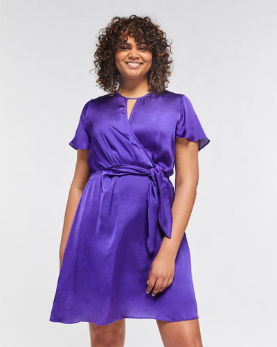 Shop Estelle Matilda Satin Dress In Purple