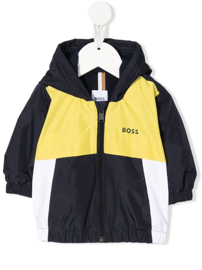 Shop Bosswear Colour-block Hooded Jacket In Blue