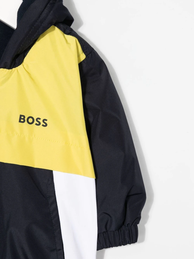 Shop Bosswear Colour-block Hooded Jacket In Blue