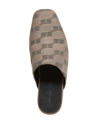 Shop Balenciaga Cosy Jacquard Mules In Neutrals