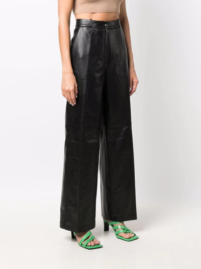 Shop Loulou Studio Straight Leather Trousers In Black