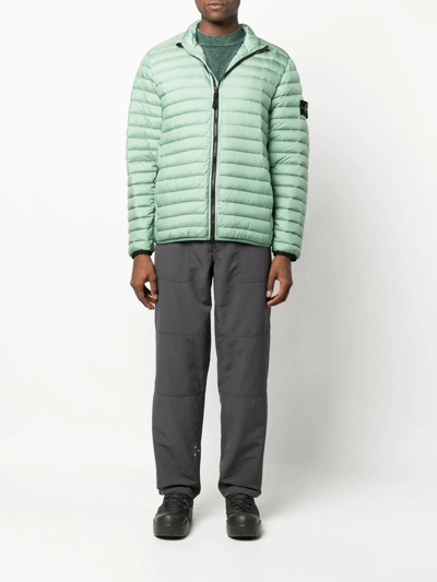 Shop Stone Island Compass-patch Puffer Jacket In Green