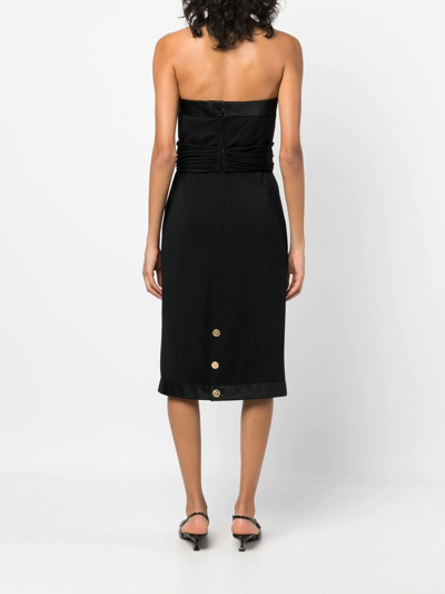 Pre-owned Chanel 1990s Bow-detail Strapless Midi Dress In Black