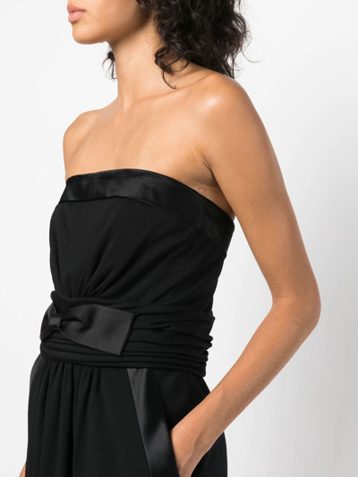 Pre-owned Chanel 1990s Bow-detail Strapless Midi Dress In Black