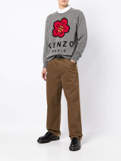 Shop Kenzo Boke Flower Crew-neck Jumper In Grey