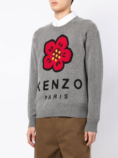Shop Kenzo Boke Flower Crew-neck Jumper In Grey