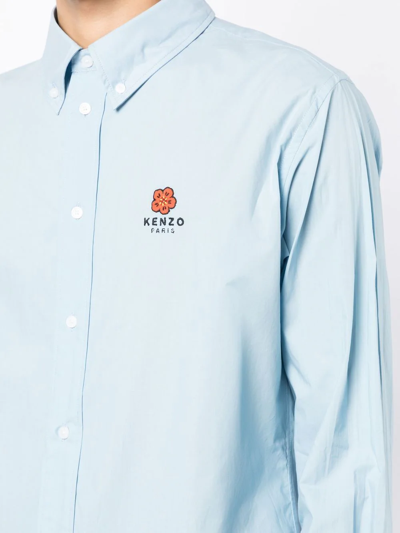 Shop Kenzo Bake Flower Button-down Shirt In Blue