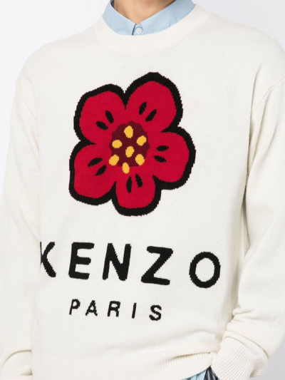 Shop Kenzo Logo-print Wool Jumper In White