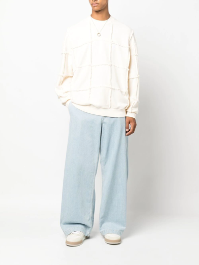 Marcelo Burlon County Of Milan Seam-detailing Crew Neck Jumper In Neutrals