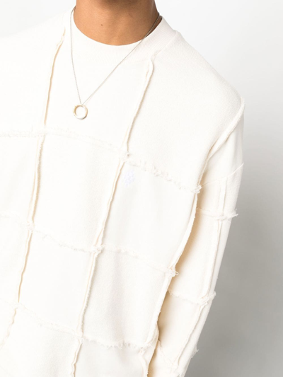 Marcelo Burlon County Of Milan Seam-detailing Crew Neck Jumper In Neutrals