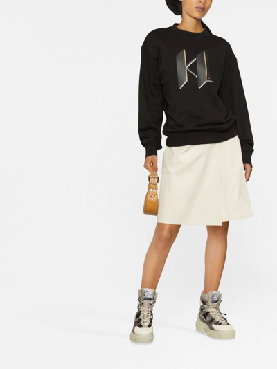 Shop Karl Lagerfeld Logo-print Long-sleeve Sweatshirt In Black