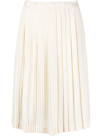 Pre-owned Hermes 2010s  Asymmetric Pleated Skirt In White