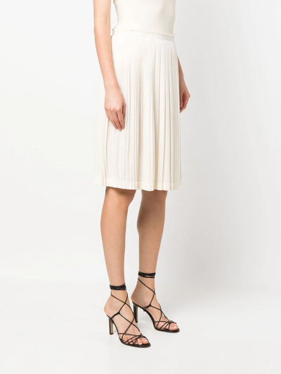 Pre-owned Hermes 2010s  Asymmetric Pleated Skirt In White