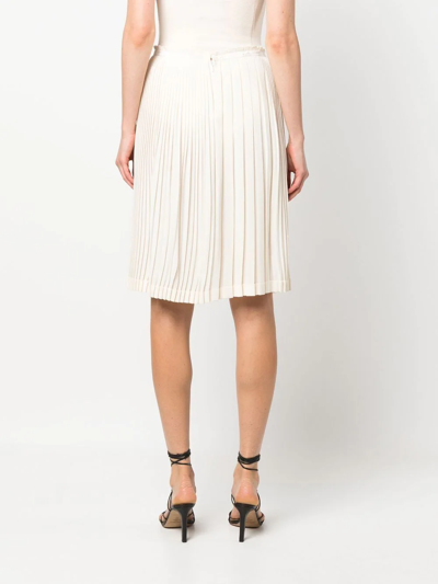 Pre-owned Hermes 2010s  Asymmetric Pleated Skirt In White