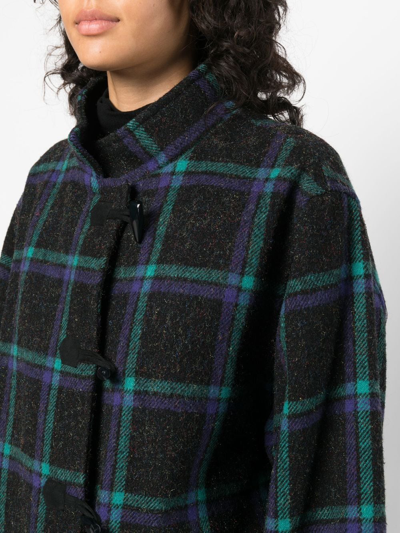 Pre-owned A.n.g.e.l.o. Vintage Cult 1980s Check-pattern Duffle Coat In Black