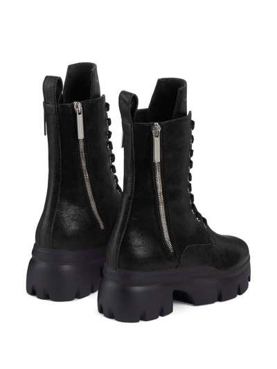 Shop Giuseppe Zanotti Apocalypse Lace-up Block-heel Boots In Black