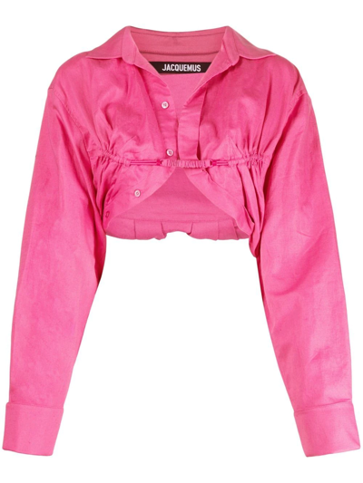 Shop Jacquemus Le Papier Bolero Shirt In Pink