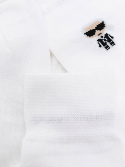 Shop Karl Lagerfeld Intarsia-knit Logo Socks In White