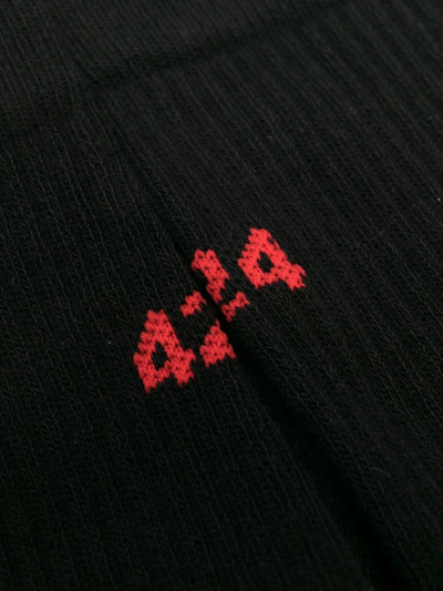 Shop 424 Intarsia-logo Socks In Black