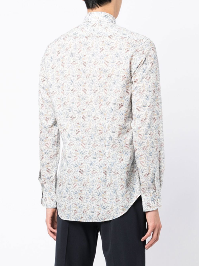 Shop Paul Smith Floral-print Organic Cotton Shirt In White