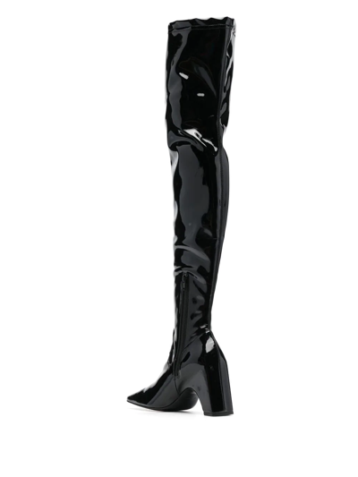 Shop Coperni Patent Thigh-high Boots In Black