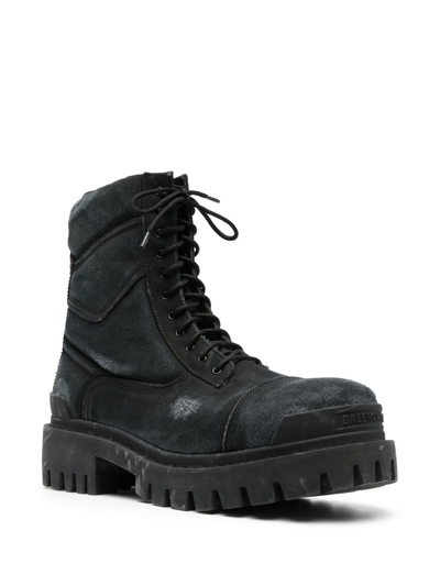 Shop Balenciaga Strike 20mm Lace-up Boots In Black