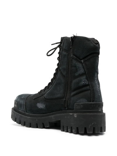 Balenciaga Worn-effect Combat Boots In Black