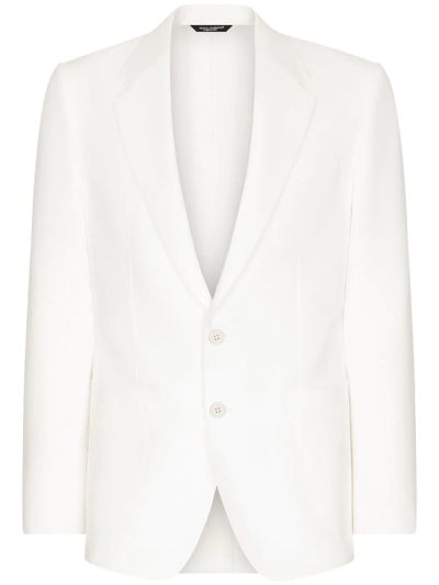 Shop Dolce & Gabbana Deconstructed Single-breasted Linen Blazer In White