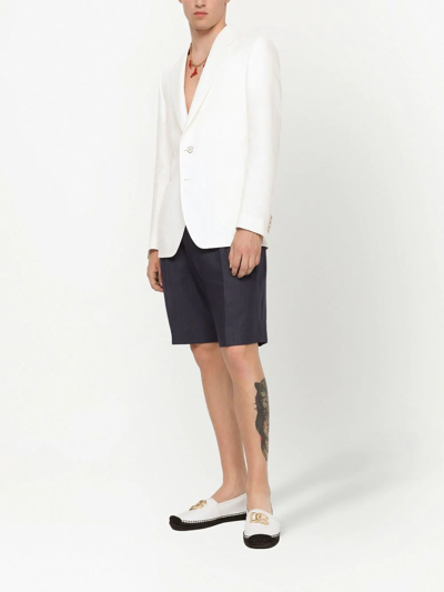 Shop Dolce & Gabbana Deconstructed Single-breasted Linen Blazer In White