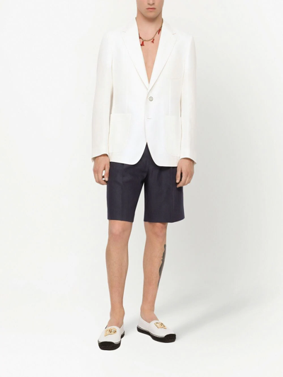 Shop Dolce & Gabbana Deconstructed Single-breasted Linen Blazer In White