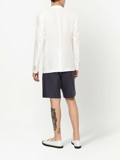 Shop Dolce & Gabbana Deconstructed Single-breasted Linen Blazer In White