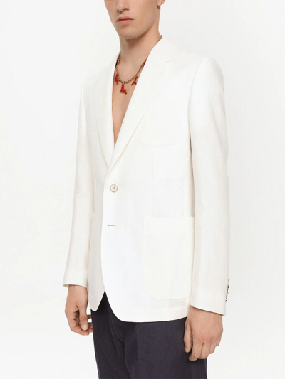 Shop Dolce & Gabbana Deconstructed Single-breasted Linen Blazer In White