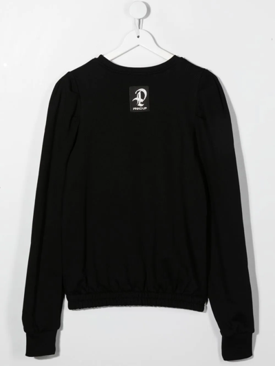 Shop Pinko Sequin-logo Crew Neck Sweatshirt In Black